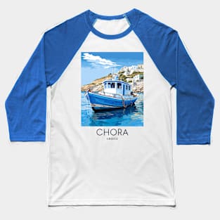 A Pop Art Travel Print of Chora Andros Island - Greece Baseball T-Shirt